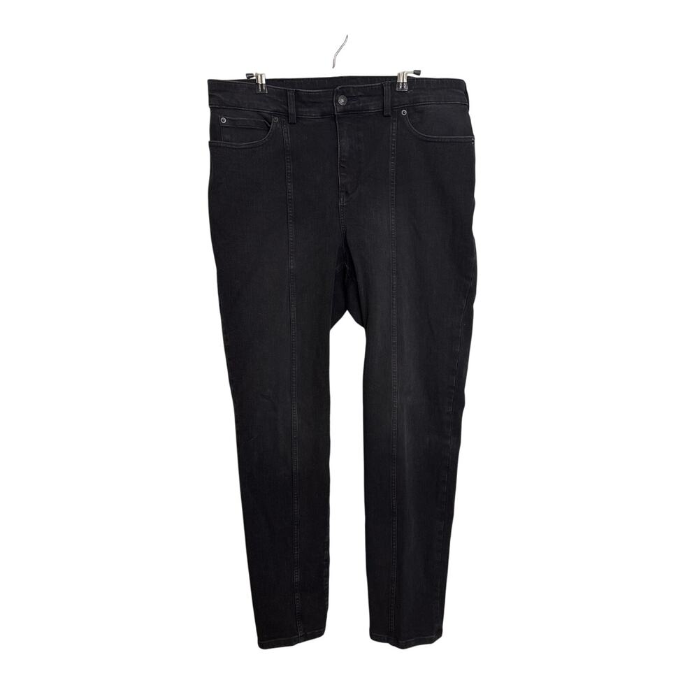 Duluth Trading Jeans Womens 14 Black Jean-Netics High Rise Slim Leg Front Seams